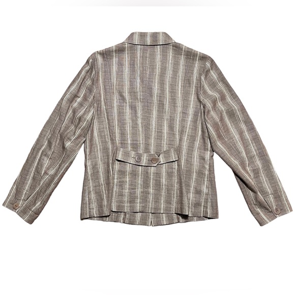 Pendleton Linen Blend Striped Button Blazer Jacket In Browns Sz M - Picture 11 of 14